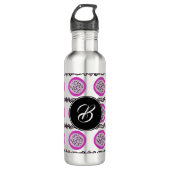 Dragon Fruit Lila Doodles Monogram Edelstahlflasche (Vorderseite)