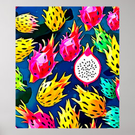 Dragon Fruit Pattern Art Poster