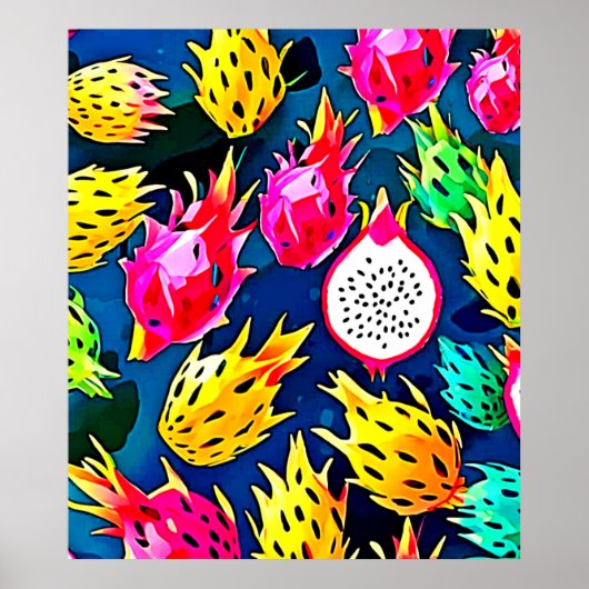Dragon Fruit Pattern Art Poster (Vorne)