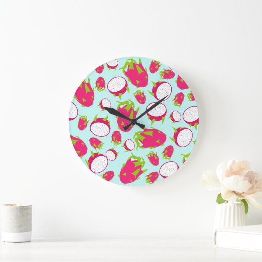 Dragon Fruit Pattern Große Wanduhr (Zuhause)