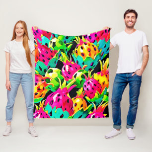 Dragon Fruit Vivid Muster Fleecedecke