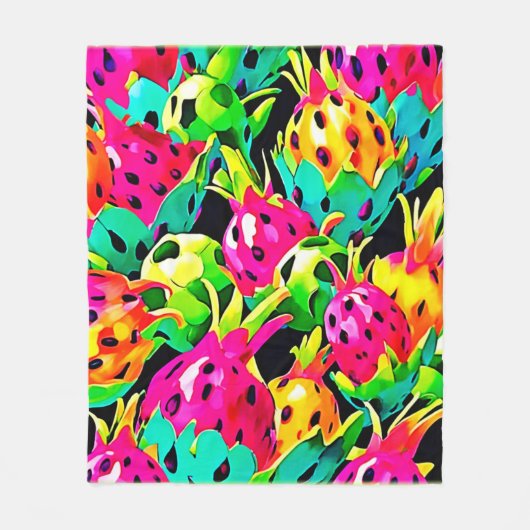Dragon Fruit Vivid Muster Fleecedecke (Vorderseite)