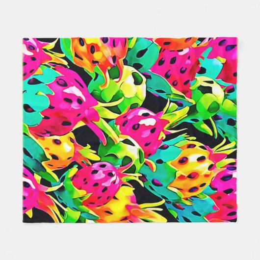 Dragon Fruit Vivid Muster Fleecedecke (Vorderseite (Horizontal))