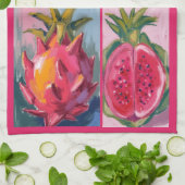 Dragon Fruit watercolor on textured background Geschirrtuch (Gefaltet)