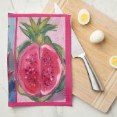 Dragon Fruit watercolor on textured background Geschirrtuch (Viertel Falte)