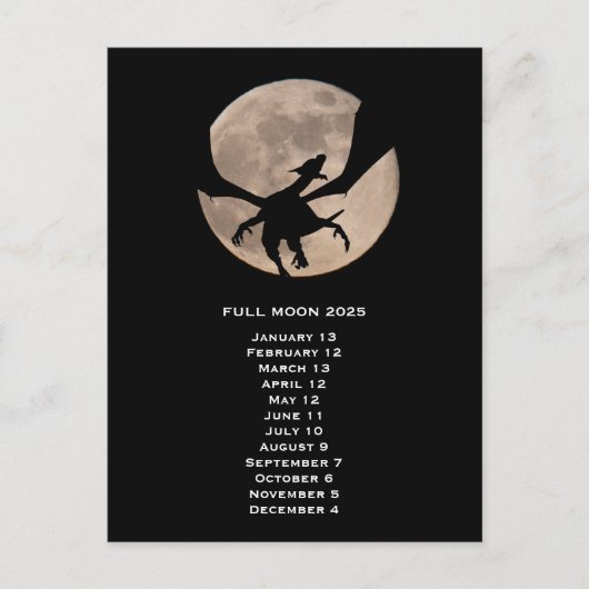 Dragon Full Moon 2025 Phasen Postkarte (Vorderseite)