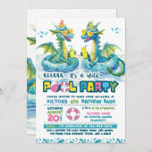 Dragon Fun Pool Party Geburtstag Einladung (Vorne/Hinten)