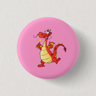 Dragon Funny Happy Fantasy Fiktion Zeichnend Carto Button