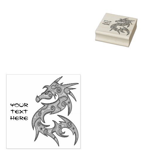 Dragon gefüllt mit Dots Pattern - rechts Gummistempel (Stempel)