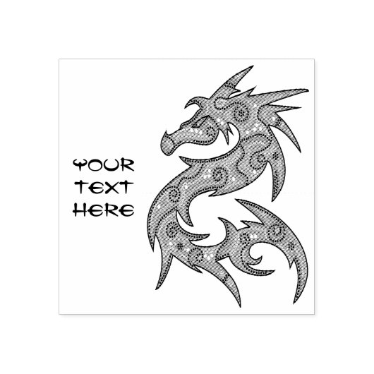 Dragon gefüllt mit Dots Pattern - rechts Gummistempel (Prägung)