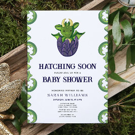 Dragon Gender Neutral Hatching Bald Baby Dusche Einladung