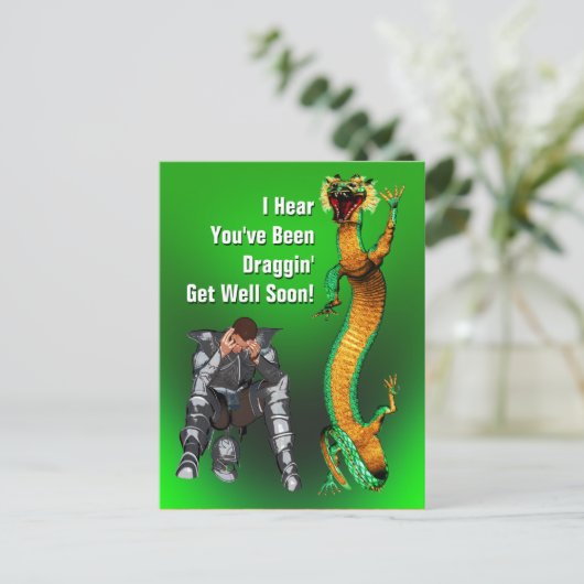 Dragon Get Well Postkarte (Stehend Vorderseite)