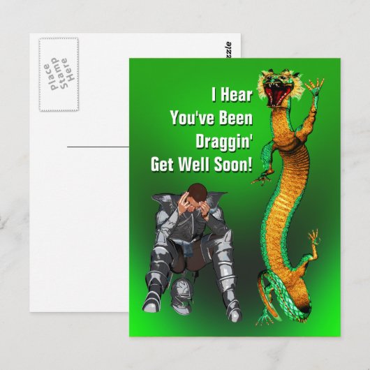 Dragon Get Well Postkarte (Vorne/Hinten)