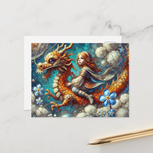 Dragon Girl Postkarte (Vorderseite/Rückseite Beispiel)