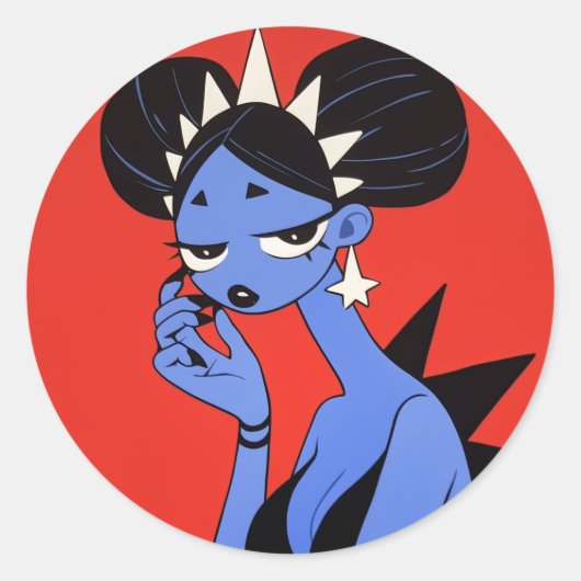 Dragon Girl Runder Aufkleber (Vorderseite)