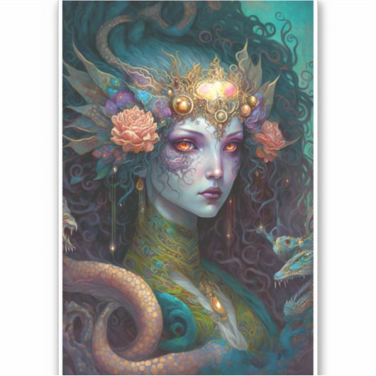 Dragon Goddess Queen Fantasy Art Aufkleber (Vorderseite)