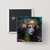 Dragon Goddess Queen Fantasy Art Button (Vorne & Hinten)