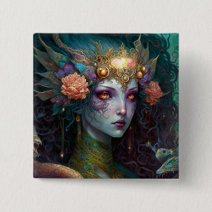 Dragon Goddess Queen Fantasy Art Button