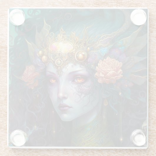 Dragon Goddess Queen Fantasy Art Glasuntersetzer (Rückseite)