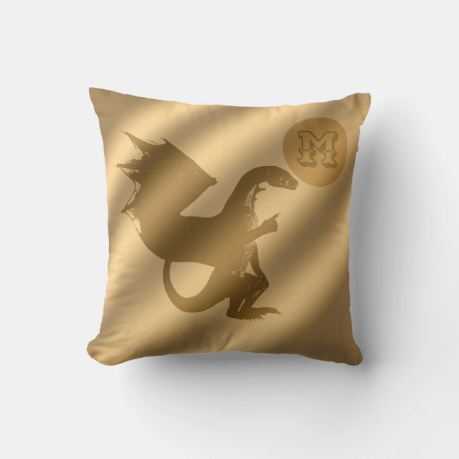 Dragon Gold Luxury Monogram Kissen (Vorderseite)