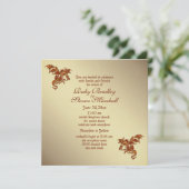Dragon Golden 2 Wedding Thema Einladung (Stehend Vorderseite)