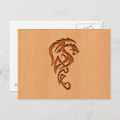 Dragon graviert auf Holzeffekt Postkarte (Vorne/Hinten)