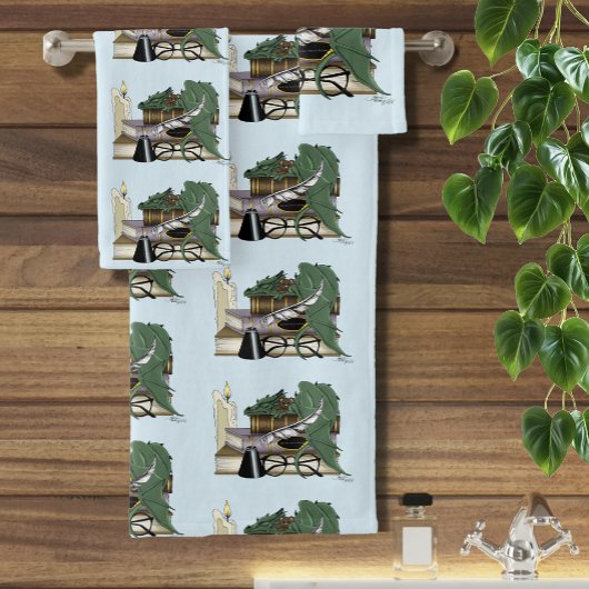 Dragon Green Sleeping Books Badhandtuch Set
