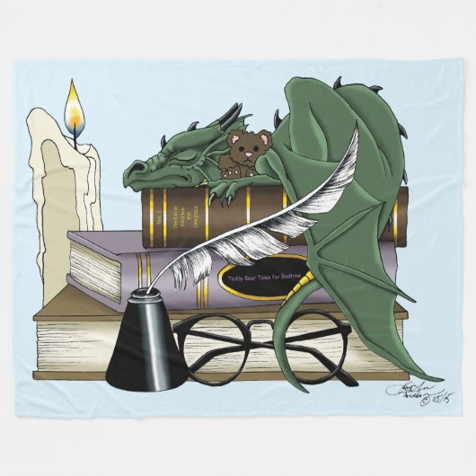 Dragon Green Sleeping Books Fleecedecke (Vorderseite (Horizontal))