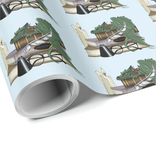 Dragon Green Sleeping Books Geschenkpapier (Rolleneckpunkt)