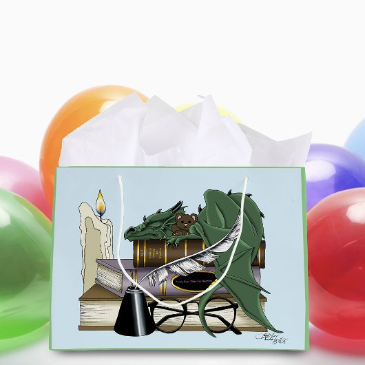 Dragon Green Sleeping Books Große Geschenktüte