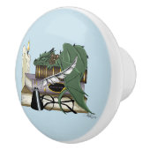 Dragon Green Sleeping Books Keramikknauf (Rechts)