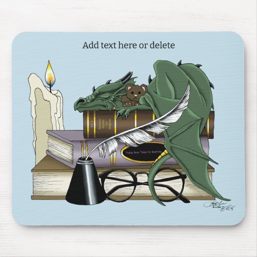 Dragon Green Sleeping Books Mousepad (Vorne)