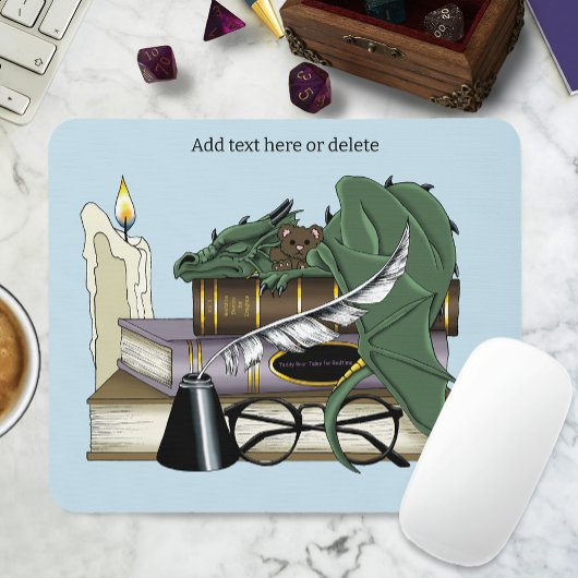 Dragon Green Sleeping Books Mousepad