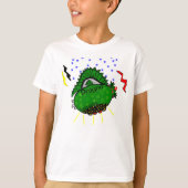 Dragon Green Spaceshiship Stars Blitzschläge T-Shirt (Vorderseite)