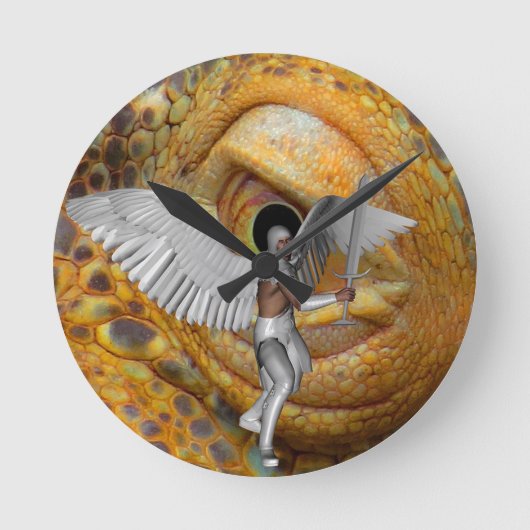 Dragon Guardian Runde Wanduhr (Vorderseite)