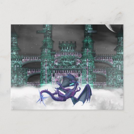 Dragon Guarding Castle Postcard Postkarte (Vorderseite)