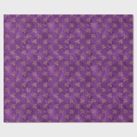 Dragon Halloween Zauber Gold Lila Muster Geschenkpapier (Flach)
