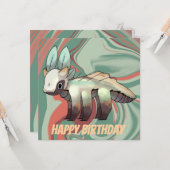 Dragon, Happy Birthday Karte (Vorderseite/Rückseite Beispiel)