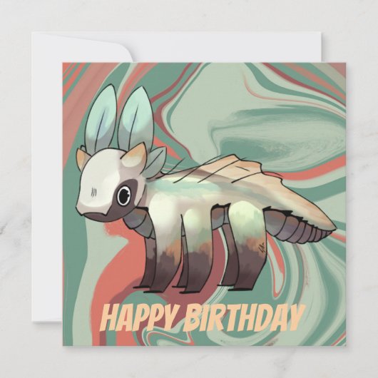 Dragon, Happy Birthday Karte (Vorderseite)