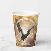 Dragon Happy Birthday Name Monogram Fantasy Pappbecher (Rückseite)