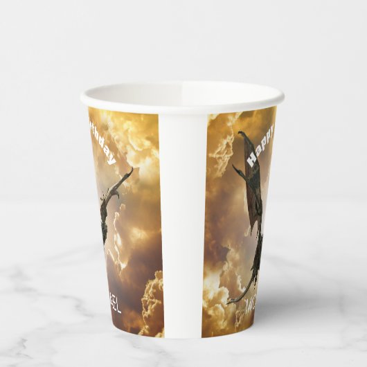 Dragon Happy Birthday Name Monogram Fantasy Pappbecher (Links)