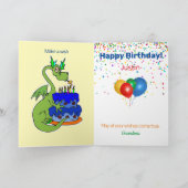 Dragon Happy Birthday Wish Boy's Personalisierter Karte (Innenseite)