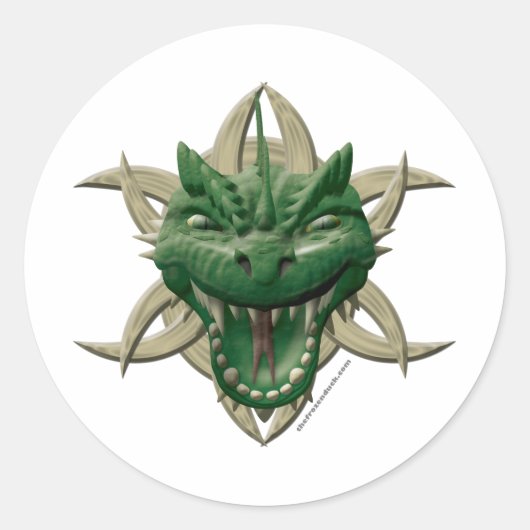Dragon Head - Green Runder Aufkleber (Vorderseite)