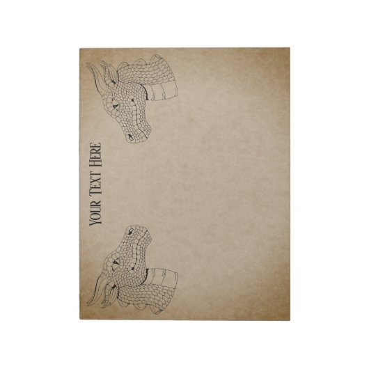 Dragon Head in Profil B&W Notizblock (Rotiert)