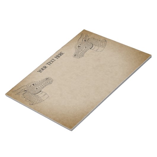 Dragon Head in Profil B&W Notizblock (angewinkelt)