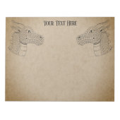 Dragon Head in Profil B&W Notizblock (Vorderseite)