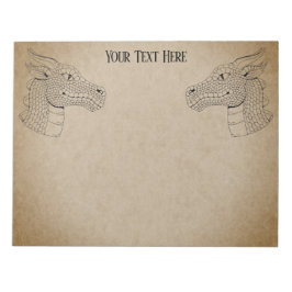 Dragon Head in Profil B&W Notizblock