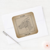 Dragon Head in Profile B&W Buchzeichen Quadratischer Aufkleber (Umschlag)