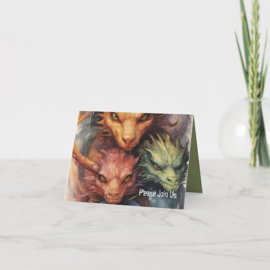 Dragon Heads Friends Gamer Party Einladung (Vorderseite)