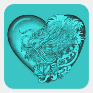 Dragon Heart Quadratischer Aufkleber